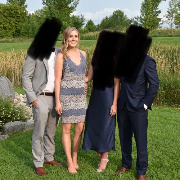 Midi- blue and mauve lace dress - Picture 4 of 4